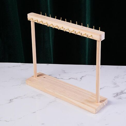 1Pc Wooden Jewelry Organizer Shelf Necklace Storage Rack Jewelry Display Stand Necklace Tabletop Holder Jewelry Hanger Display with 24 Gold Hook for Displaying Selling Jewelry Necklaces Bracelets in Kuwait