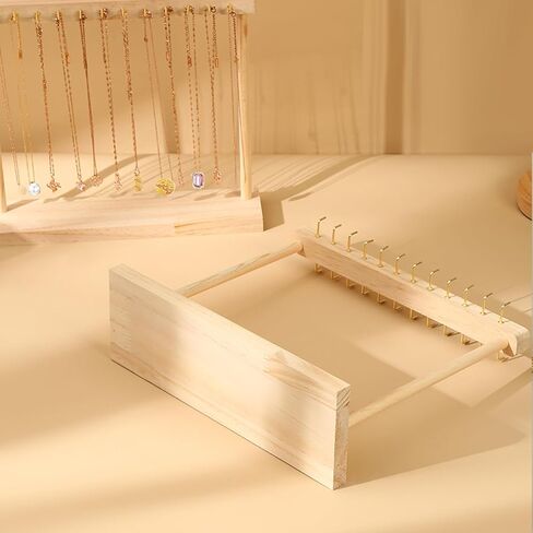1Pc Wooden Jewelry Organizer Shelf Necklace Storage Rack Jewelry Display Stand Necklace Tabletop Holder Jewelry Hanger Display with 24 Gold Hook for Displaying Selling Jewelry Necklaces Bracelets in Kuwait