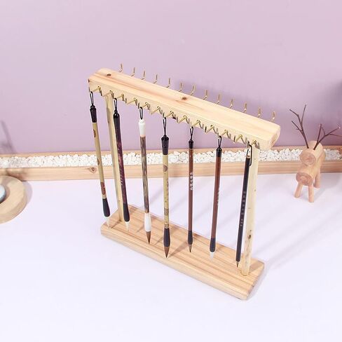 1Pc Wooden Jewelry Organizer Shelf Necklace Storage Rack Jewelry Display Stand Necklace Tabletop Holder Jewelry Hanger Display with 24 Gold Hook for Displaying Selling Jewelry Necklaces Bracelets in Kuwait