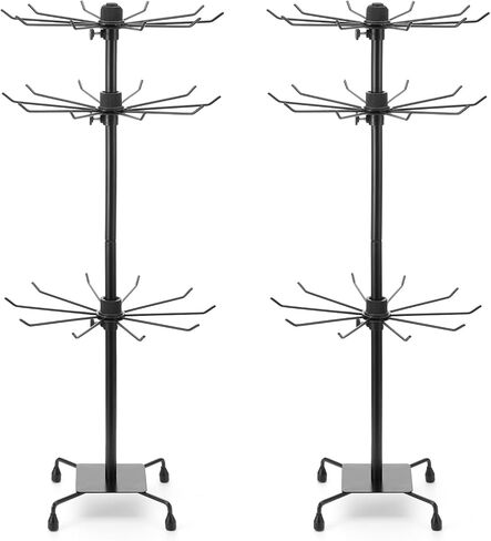 2 Pcs Jewelry Rack, Rotating Jewelry Stands with Hooks, Adjustable Display Holder Organizer, Metal Display Stand for Earrings, Necklace & Bracelet, Vendor Booth Accessories (Black) in Saudi Arabia