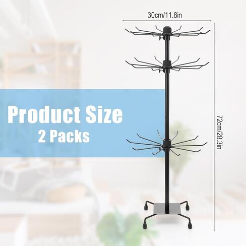 2 Pcs Jewelry Rack, Rotating Jewelry Stands with Hooks, Adjustable Display Holder Organizer, Metal Display Stand for Earrings, Necklace & Bracelet, Vendor Booth Accessories (Black) in Saudi Arabia