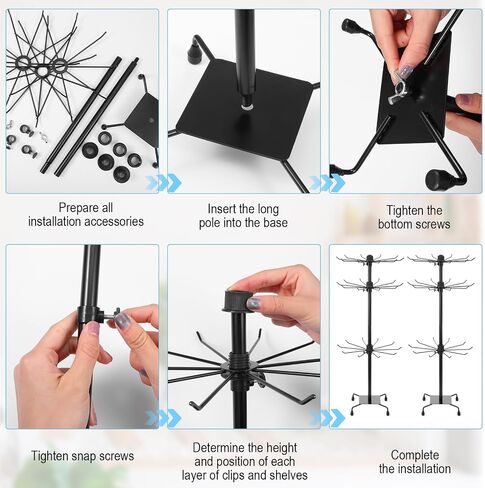 2 Pcs Jewelry Rack, Rotating Jewelry Stands with Hooks, Adjustable Display Holder Organizer, Metal Display Stand for Earrings, Necklace & Bracelet, Vendor Booth Accessories (Black) in Saudi Arabia
