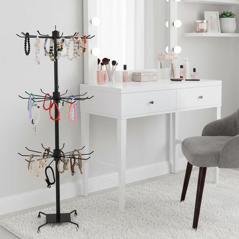2 Pcs Jewelry Rack, Rotating Jewelry Stands with Hooks, Adjustable Display Holder Organizer, Metal Display Stand for Earrings, Necklace & Bracelet, Vendor Booth Accessories (Black) in Saudi Arabia