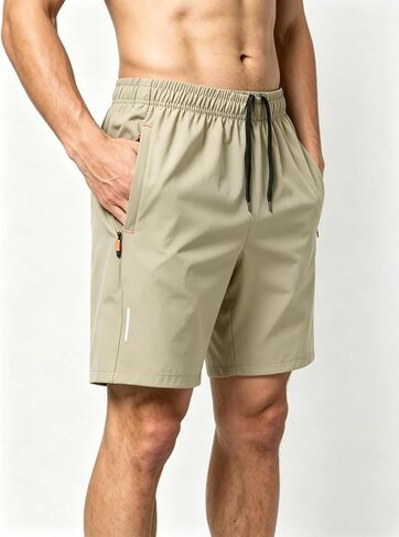 Mens Athletic Shorts Running Shorts Quick Dry Workout Shorts Lightweight Gym Basketball Shorts Zipper Pockets in Kuwait