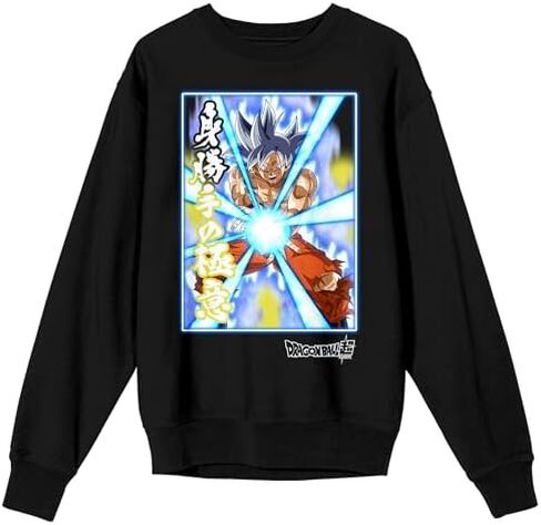 تي شيرت Bioworld Dragon Ball Super Goku Kamehameha برقبة دائرية وأكمام طويلة للبالغين باللون الأسود in Kuwait
