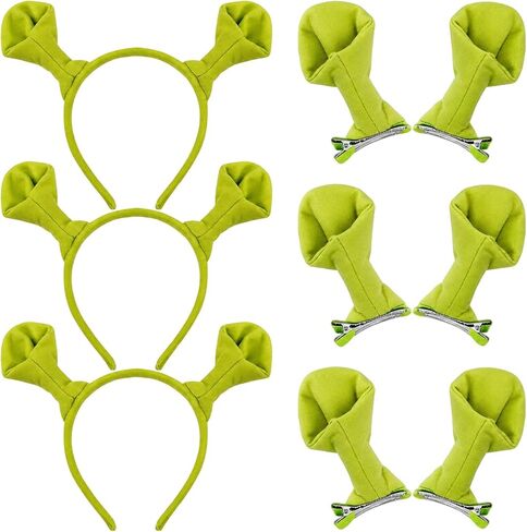 Ogre Ears Headband, Ogre Costume Outfits with Green Monster Ears for Themed Events and Character Performances, Set of 6 with Two Unique Designs in Saudi Arabia