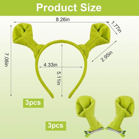Ogre Ears Headband, Ogre Costume Outfits with Green Monster Ears for Themed Events and Character Performances, Set of 6 with Two Unique Designs in Saudi Arabia
