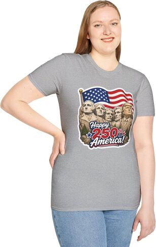 Trump on Mt. Rushmore Happy 250th America Cotton T-Shirt HD Printed Tee 4th of July Fourth America's Birthday in Kuwait