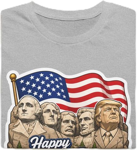 Trump on Mt. Rushmore Happy 250th America Cotton T-Shirt HD Printed Tee 4th of July Fourth America's Birthday in Kuwait