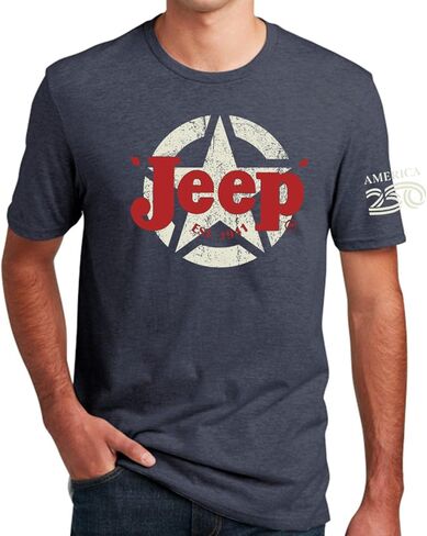Jeep Willys Oscar Mike Star Men's T-Shirt | America 250 | Heather Navy | Officially Licensed in Kuwait
