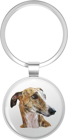 Greyhound Brindle Beauty Stainless Steel Keychain with Ring in Kuwait