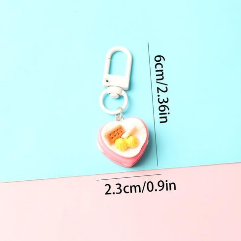 10pcs Cartoon Dessert Keychains Set - Cute 3D Cake & Sweets Charms, Couple's Keyring Collection, Fun Bag Pendants, Fashion Accessories, with Alloy & Resin, Lobster Clasp, No Power Needed in Saudi Arabia