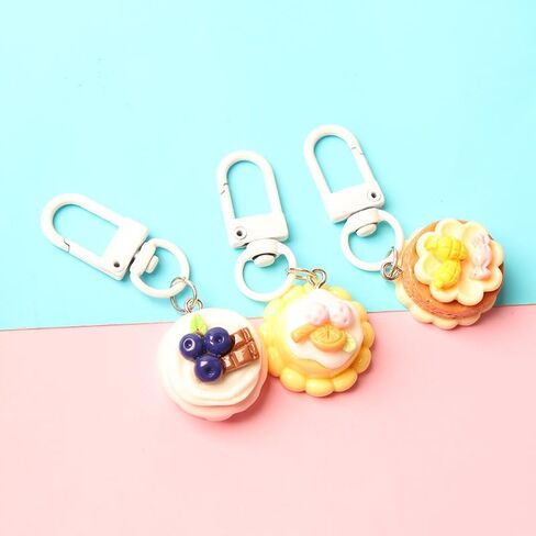 10pcs Cartoon Dessert Keychains Set - Cute 3D Cake & Sweets Charms, Couple's Keyring Collection, Fun Bag Pendants, Fashion Accessories, with Alloy & Resin, Lobster Clasp, No Power Needed in Saudi Arabia