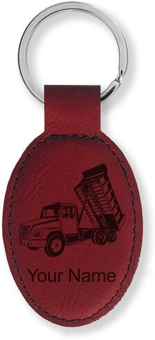 LaserGram Oval Keychain, Dump Truck, Personalized Engraving Included in Saudi Arabia