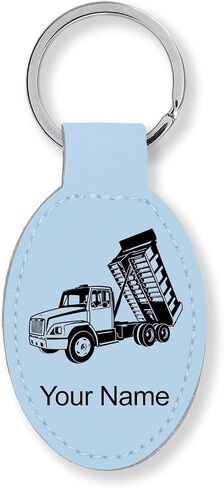LaserGram Oval Keychain, Dump Truck, Personalized Engraving Included in Saudi Arabia