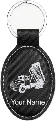 LaserGram Oval Keychain, Dump Truck, Personalized Engraving Included in Saudi Arabia