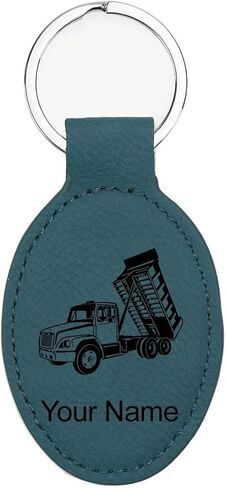 LaserGram Oval Keychain, Dump Truck, Personalized Engraving Included in Saudi Arabia