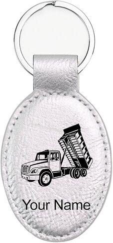 LaserGram Oval Keychain, Dump Truck, Personalized Engraving Included in Saudi Arabia