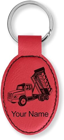 LaserGram Oval Keychain, Dump Truck, Personalized Engraving Included in Saudi Arabia