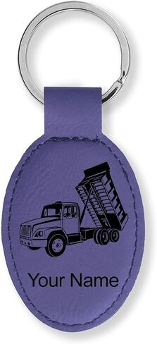 LaserGram Oval Keychain, Dump Truck, Personalized Engraving Included in Saudi Arabia
