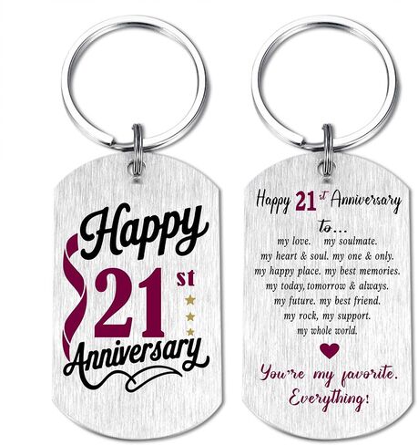 Viayen 21 Year Anniversary Keychain for Women Men Him Her, Romantic 21st Anniversary Decorations Gift for Husband Wife in Kuwait