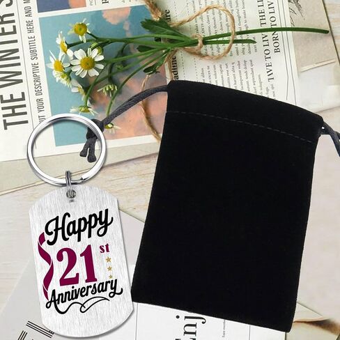 Viayen 21 Year Anniversary Keychain for Women Men Him Her, Romantic 21st Anniversary Decorations Gift for Husband Wife in Kuwait