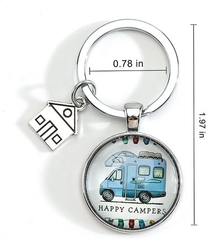 سلسلة مفاتيح Happy Camper، سلسلة مفاتيح تخييم للرجال والنساء، مالك RV لمحبي التخييم، هدايا التخييم لأعياد الميلاد والكريسماس in Kuwait