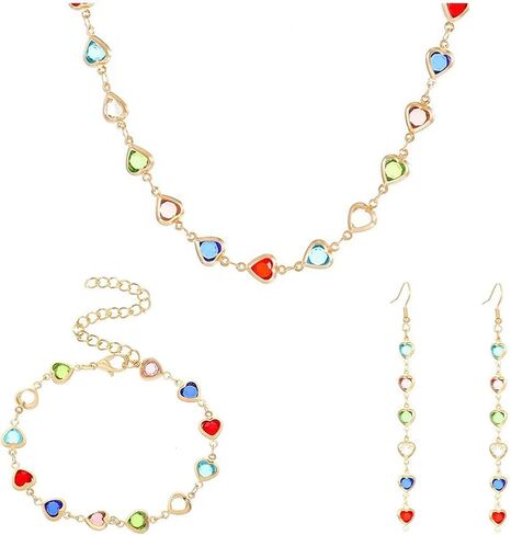 3 Pcs Multicolor Cubic Zirconia Jewelry Set, Bracelet Necklace Earrings, Silver Alloy, Polished, Hypoallergenic, Halloween Theme in Saudi Arabia