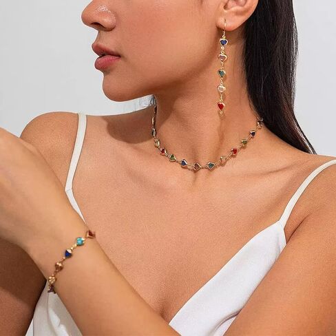 3 Pcs Multicolor Cubic Zirconia Jewelry Set, Bracelet Necklace Earrings, Silver Alloy, Polished, Hypoallergenic, Halloween Theme in Saudi Arabia