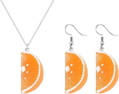 Lemon Necklaces Earrings Set for Women Lovely Lemon Fruit Crystal Stud Earrings Sparkly Green Leaf Lemons Pendent Necklace Fashion Jewelry in Kuwait