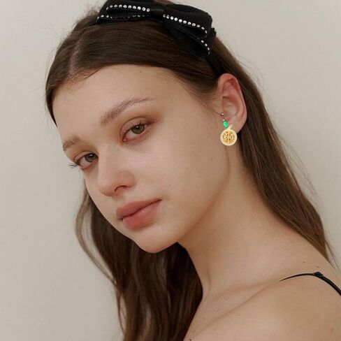 Lemon Necklaces Earrings Set for Women Lovely Lemon Fruit Crystal Stud Earrings Sparkly Green Leaf Lemons Pendent Necklace Fashion Jewelry in Kuwait