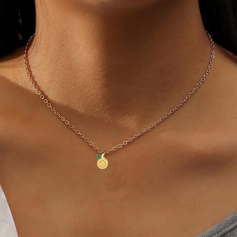 Lemon Necklaces Earrings Set for Women Lovely Lemon Fruit Crystal Stud Earrings Sparkly Green Leaf Lemons Pendent Necklace Fashion Jewelry in Kuwait