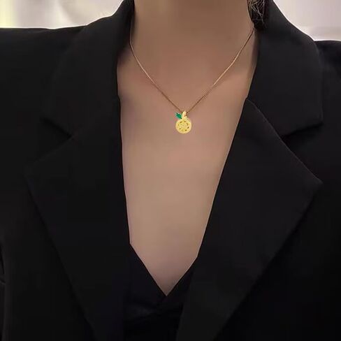 Lemon Necklaces Earrings Set for Women Lovely Lemon Fruit Crystal Stud Earrings Sparkly Green Leaf Lemons Pendent Necklace Fashion Jewelry in Kuwait