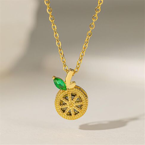 Lemon Necklaces Earrings Set for Women Lovely Lemon Fruit Crystal Stud Earrings Sparkly Green Leaf Lemons Pendent Necklace Fashion Jewelry in Kuwait