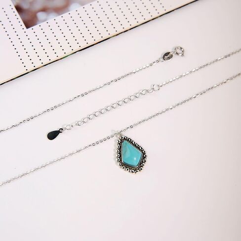 Colloca Turquoise Circle Earrings & Turquoise Pendant Necklace for Women, Western Bohemian Jewelry, Gifts Box Included in Saudi Arabia