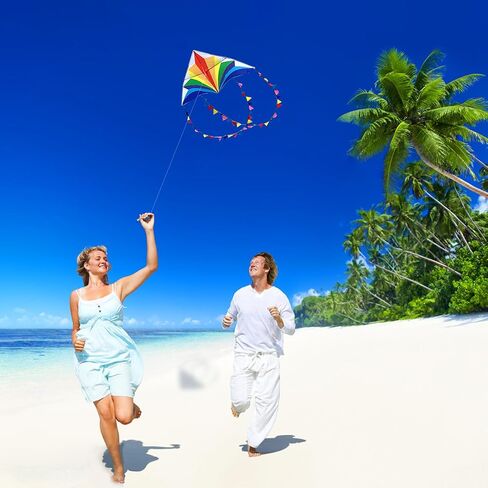 Large Beach Delta Kite for Adults and Kids Ages 8-12 & 4-8,Easy to Fly Kite for Beginners and Toddlers(2 Packs),Single Line Kite Come with 300ft String Handle in Kuwait