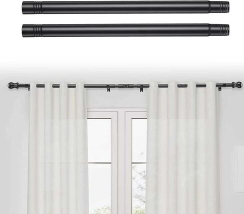Extension Rods 2 Pack, 15 Inch Curtain Center rod for 1 Inch Balck Corner Bay Window Curtain Rod in Saudi Arabia
