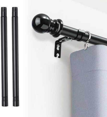 Extension Rods 2 Pack, 15 Inch Curtain Center rod for 1 Inch Balck Corner Bay Window Curtain Rod in Saudi Arabia