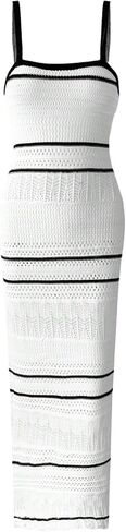 GORGLITTER Women's Crochet Dresses Beach Vacation Cover Up Outfits Boho Summer Sleeveless Swimsuit Bodycon Maxi Dress in Saudi Arabia