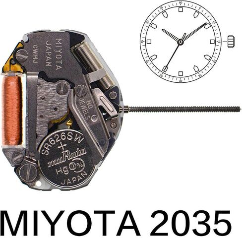 Premium 2035 Quartz Watch Movement Watch Repair Replacement Kit Three-Hand Calendarless Accessory for Miyota 2035 Steampunk Mechanical Watch in Kuwait