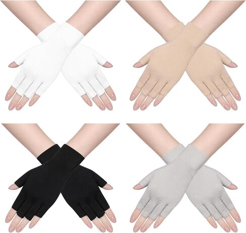Fumwase 4Pairs Sun Protection Gloves for Women Breathable Half Finger Summer Hand Protection Gloves in Kuwait