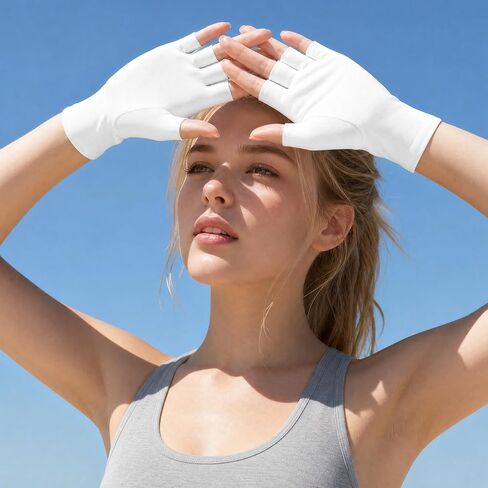 Fumwase 4Pairs Sun Protection Gloves for Women Breathable Half Finger Summer Hand Protection Gloves in Kuwait
