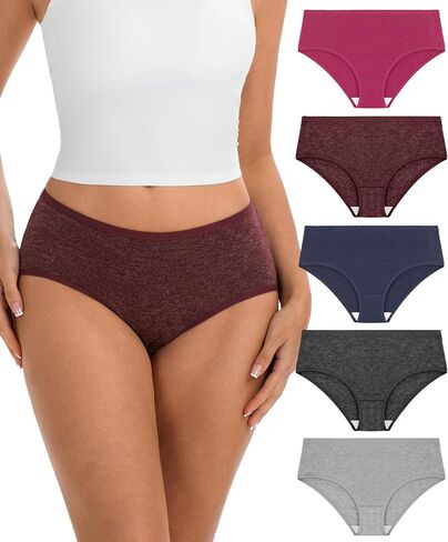 5 Pack Merino Wool Underwear Women, Breathable Wool Panties Mid-Rise Moisture Wicking Wooly Briefs Hiking Travel in Saudi Arabia