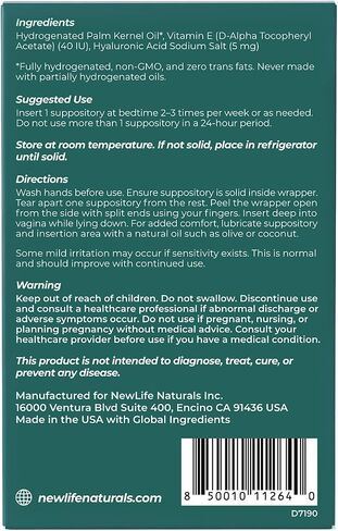 NewLife Naturals HAPure Hyaluronic Acid Suppositories for Women with Vitamin E – Vaginal Moisturizer & Dryness Support –Hormone-Free Formula – 12 Vaginal Suppositories, 30 Day Supply USA in Saudi Arabia