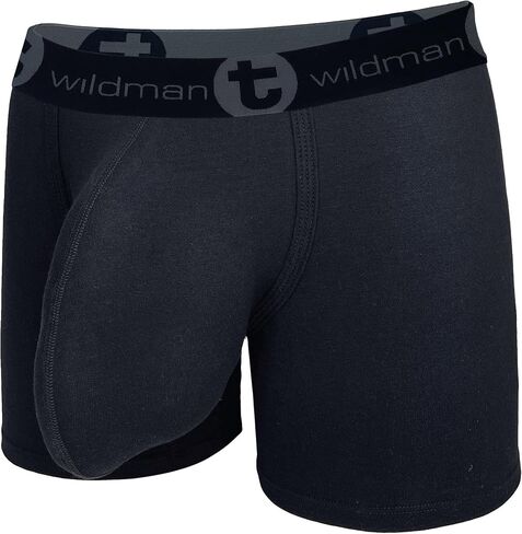 Wildmant Cotton Monster Cock 5" Inseam Boxer Brief Black in Saudi Arabia