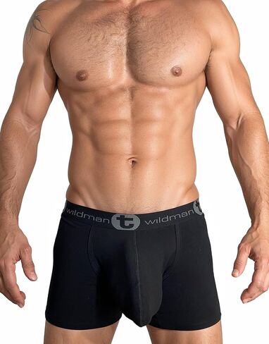 Wildmant Cotton Monster Cock 5" Inseam Boxer Brief Black in Saudi Arabia