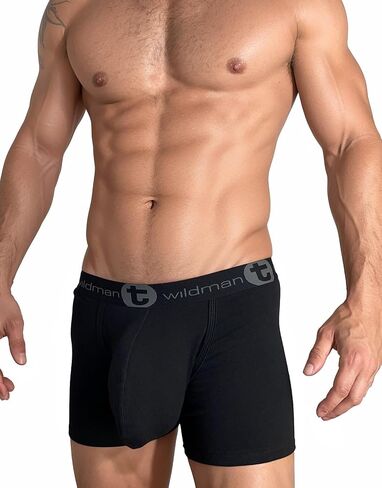 Wildmant Cotton Monster Cock 5" Inseam Boxer Brief Black in Saudi Arabia