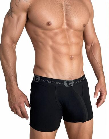 Wildmant Cotton Monster Cock 5" Inseam Boxer Brief Black in Saudi Arabia