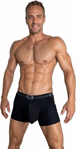 Wildmant Cotton Monster Cock 5" Inseam Boxer Brief Black in Saudi Arabia
