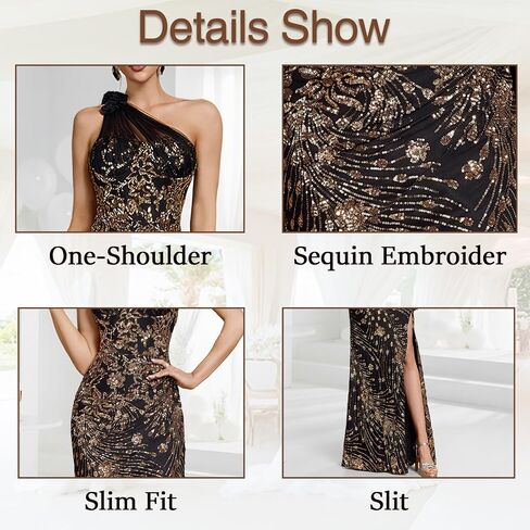 One Shoulder Maxi Mermaid Evening Gown with Backless & Slit, Mesh Strap with Floral Applique Dress for Party & Prom in Saudi Arabia